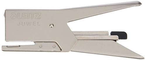 Leitz Juwel 2000 Heftzange, Für 12 Blatt, Ergonomisches Design aus Metall, Hinterlademechanik, Für Juwel Heftklammern 4 mm, Metall, 55570082 von Leitz