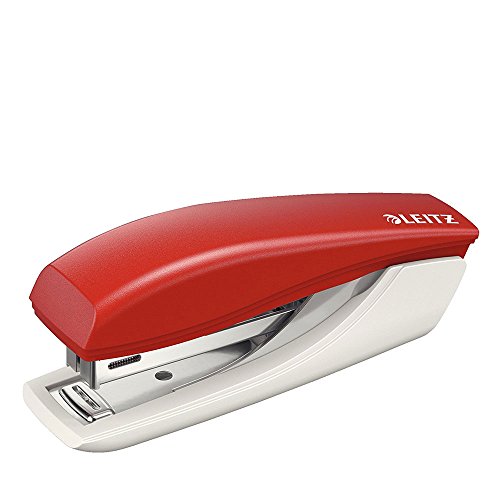 Leitz Mini-Heftgerät, Für 10 Blatt, Ergonomische Form, Rot, NeXXt-Serie, 55170025 von Leitz