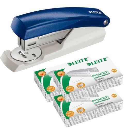 Leitz Mini Heftgerät NeXXt, Heftleistung 10 Blatt | Farbe wählbar (Mit Heftklammern, Blau) von Leitz