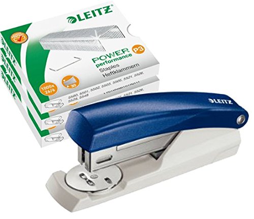 Leitz NeXXt 55010035 kleines Büroheftgerät 25 Blatt blau + 3000 Klammern 26/6 von Leitz