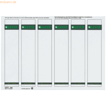 Leitz Ordnerrückenschilder 39x191mm auf A4 selbstklebend VE=150 Stück von Leitz