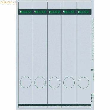 Leitz Ordnerrückenschilder 39x285mm auf A4 selbstklebend VE=125 Stück von Leitz