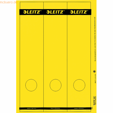 Leitz Ordnerrückenschilder 61.5x285mm auf A4 selbstklebend VE=75 gelb von Leitz