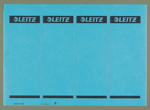 Leitz PC-beschriftbare Rückenschilder selbstklebend für Standard- und Hartpappe-Ordner, 100 Stück, Kurzes und breites Format, 62 x 192 mm, Papier, blau, 16852035 von Leitz