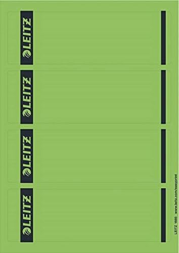 Leitz PC-beschriftbare Rückenschilder selbstklebend für Standard- und Hartpappe-Ordner, 100 Stück, Kurzes und breites Format, 62 x 192 mm, Papier, grün, 16852055 von Leitz