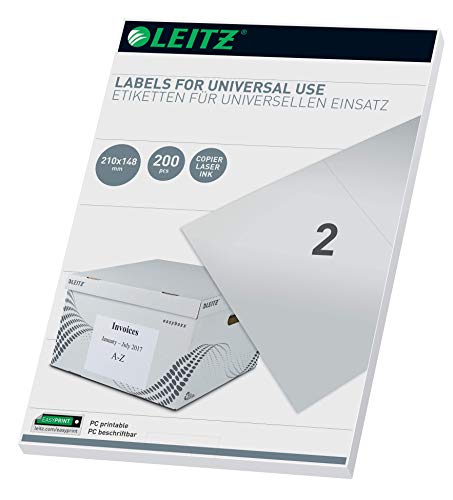 Leitz PC-beschriftbare Universal Etiketten 210 x 148 mm, Weiß, 61720001 von Leitz