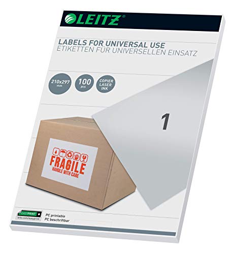 Leitz PC-beschriftbare Universal Etiketten 210 x 297 mm, Weiß, 61710001 von Leitz