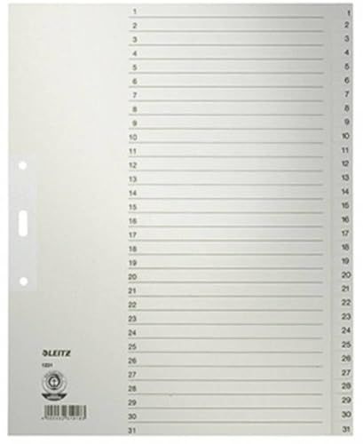 Leitz Papier-Register 1231-85 DIN A4, 1-31, 31-teilig, grau von Leitz