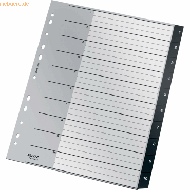 Leitz Plastikregister Recycle 1-10 A4 Maxi PP 10 Blatt schwarz von Leitz