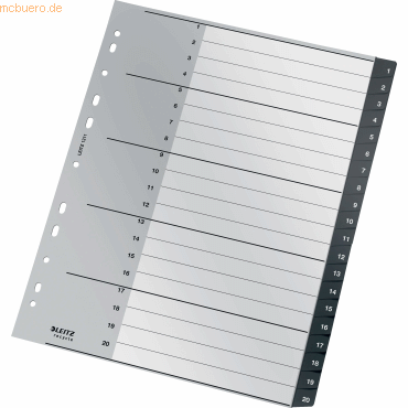 Leitz Plastikregister Recycle 1-20 A4 Maxi PP 20 Blatt schwarz von Leitz