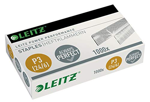 Leitz Power Performance Heftklammern P3, 1000 Stück, Verzinkt, 55700000 24/6mm von Leitz