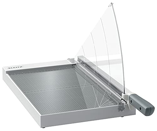 Leitz Precision Office Hebelschneider A4+, bis zu 15 Blatt, Papierschneidemaschine mit 381 mm Schnittlänge, Präzisionsstahlklinge, Premium-Glasunterlage, Kantenbeleuchtung & Klingenschutz, 90210000 von Leitz