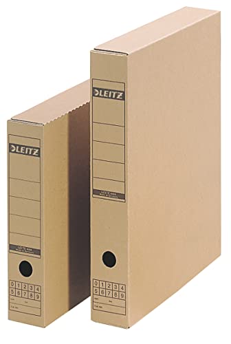 Leitz Premium Archiv-Schachtel mit Verschlusslasche, 70 mm Rückenbreite, Aktenkarton A3, Aufbewahrungsboxen mit Deckel, 100 % recycelbare Lagerbox, Faltbare Kartonverpackung, 5 Stück, Braun, 60850000 von Leitz