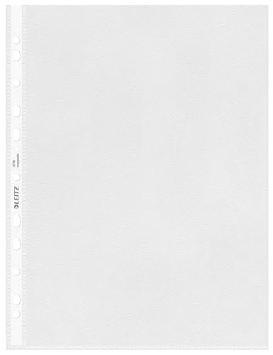 Leitz Prospekthülle Standard, A4, PP, genarbt, dokumentenecht, farblos, transparent, 47960100 von Leitz