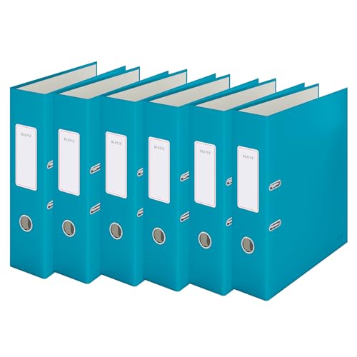 Leitz Qualitäts-Ordner, 6er Pack, A4, 600 Blatt, 8 cm Rückenbreite, Sanftes Blau, Cosy-Serie, 10610061 von Leitz