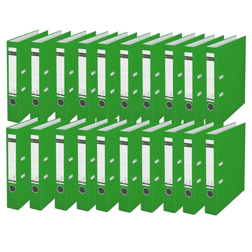 Leitz Qualitäts-Ordner 180° Plastik, 20er Pack, A4, Schmal, Hellgrün, 5,2 cm Rückenbreite, PP-laminierter Einband, 10155050, hellgrun, 50mm von Leitz