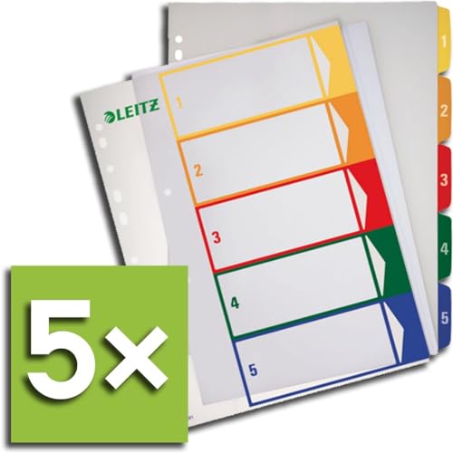 Leitz Register 1291 PC-beschriftbar für DIN A4, farbig/transparent 1-5 (10 Register) von Leitz