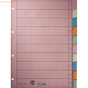 Leitz Register A4 1-10 160g/qm Karton grau von Leitz