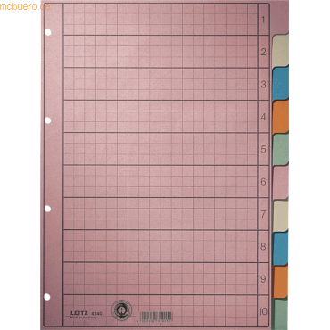 Leitz Register A4 blanko 130g/qm Papier 5-teilig farbig von Leitz