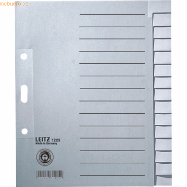 25 x Leitz Register A5hoch blanko 15-teilig 100g/qm grau von Leitz