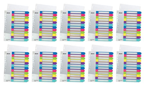 Leitz Register für A4, PC-beschriftbares Deckblatt und 12 Trennblätter, Taben mit Zahlenaufdruck 1-12, Überbreite (1-12 Taben, 10x Mehrfarbig) von Leitz