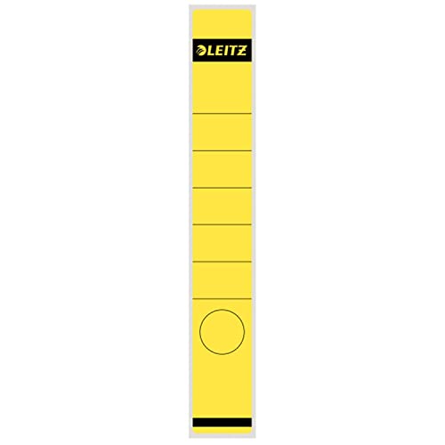 Leitz Rückenschild selbstklebend für Standard- und Hartpappe-Ordner, 10 Stück, 50 mm Rückenbreite, Langes und schmales Format, 39 x 285 mm, Papier, gelb, 16480015 von Leitz