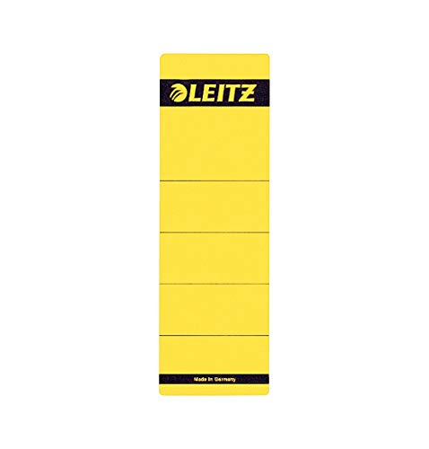 Leitz Rückenschild selbstklebend für Standard- und Hartpappe-Ordner, 10 Stück, 80 mm Rückenbreite, Kurzes und breites Format, 62 x 192 mm, Papier, gelb, 16420015 von Leitz