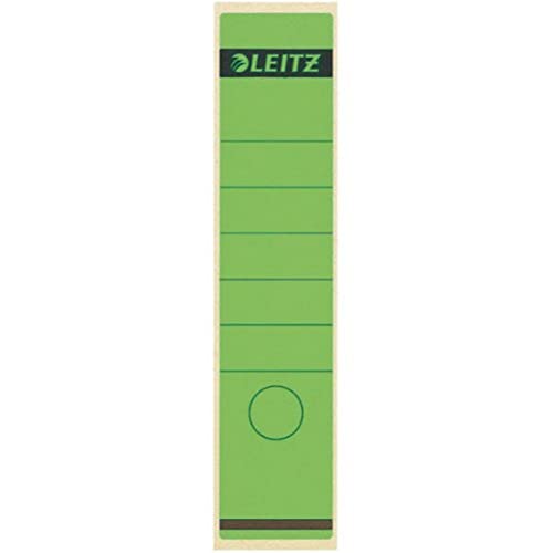 Leitz Rückenschild selbstklebend für Standard- und Hartpappe-Ordner, 10 Stück, 80 mm Rückenbreite, Langes und breites Format, 62 x 285 mm, Papier, grün, 16400055 von Leitz