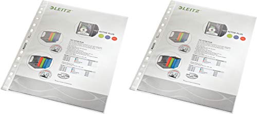 Leitz Standard Prospekthüllen-Set, 100 Stück, A4 Format, Farblos mit matter Oberfläche, Obere Öffnung, 0,085 mm PP-Folie, 47900000 (2 Packungen) von Leitz