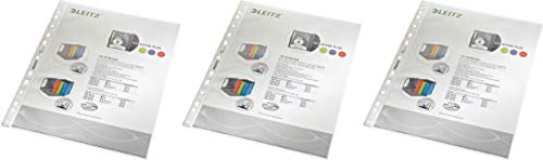 Leitz Standard Prospekthüllen-Set, 100 Stück, A4 Format, Farblos mit matter Oberfläche, Obere Öffnung, 0,085 mm PP-Folie, 47900000 (3 Packungen) von Leitz