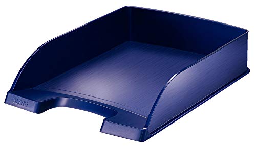 Leitz Briefkorb Standard A4, Briefablage in Premium-Qualität, Stapelbares Ablagefach als Schreibtisch-Organizer, Titan Blau, Style-Serie, 52540069 von Leitz