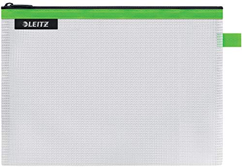 Leitz WOW Reise Zip-Beutel, durchsichtig, Ideal zur Organisation auf Reisen und im Handgepäck, Wasserabweisend, Mittel, 24 x 17 cm, Grün, 40250054 von Leitz