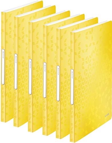 Leitz WOW Sichtbuch in A4 Format, Mit 40 Klarsichthüllen für 80 Blatt, WOW, (Yellow | 6er Pack) von Leitz