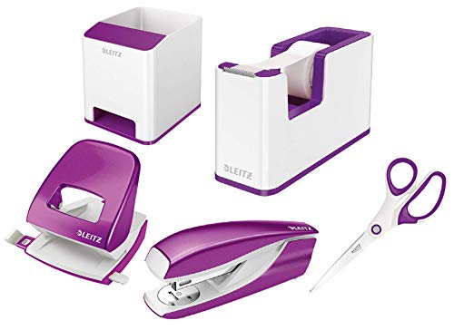 Leitz Wow Schreibtisch Accessoires (Komplett - Set, Weiß/Schwarz) (Metallic Violett) von Leitz