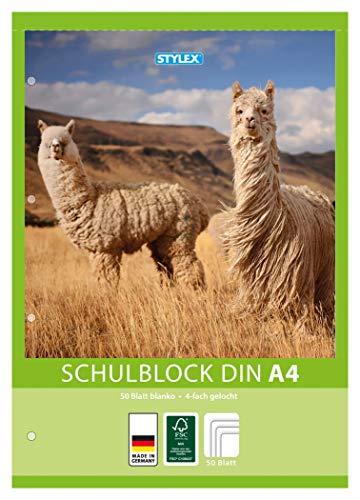 Schulblock / blanko / A4 / gelocht / 50 Blatt von Leitz