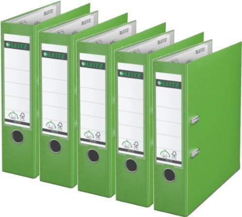 Sparpack Leitz 1010 Qualitäts-Ordner Plastik brei, mit patentierter 180º-Präzisionsmechanik 14 Farben zur Auswahl (20, hellgrün) von Leitz