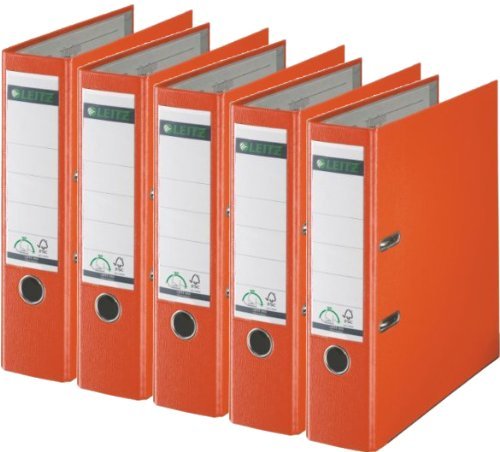 Sparpack Leitz 1010 Qualitäts-Ordner Plastik brei, mit patentierter 180º-Präzisionsmechanik 14 Farben zur Auswahl (10, orange) von Leitz