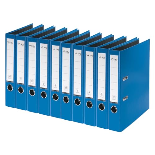 VON Leitz Ordner A4, 10er Pack, Karton mit Kunststoffeinband, 50 mm Rückenbreite, Für 350 Blatt, Blauer Engel & FSC-zertifiziert, Für Schule, Studium & Zuhause, Blau, 10560035 von Leitz