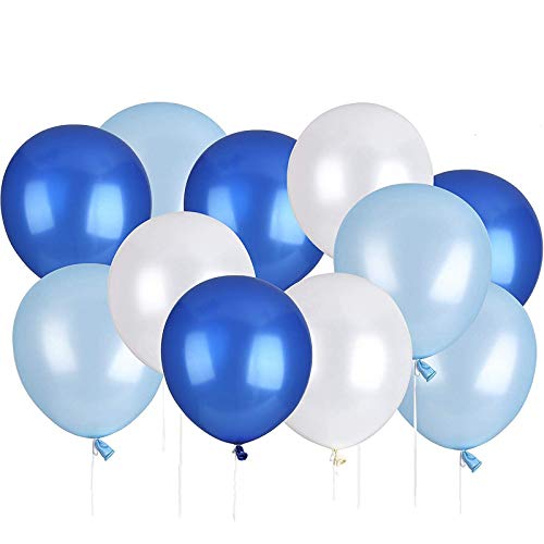 Willingood 50 x Luftballons blau, Luftballons, Ballon für frohe Feiertage und Feiertage, Babyparty, Hochzeit, alles Gute zum Geburtstag, 12 Zoll, perlmuttartig, 3,2 g, 3 Farben von Willingood