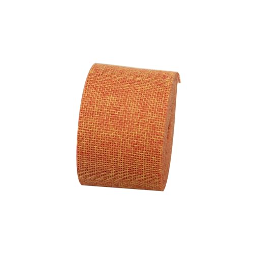 1 Rolle Leinenimitat Band 5 cm x 10 m Jute-Stoffband zum Verpacken von Bastelarbeiten, dekoratives Band für Bastelarbeiten, Geschenkverpackungen, Orange von Leliafleury