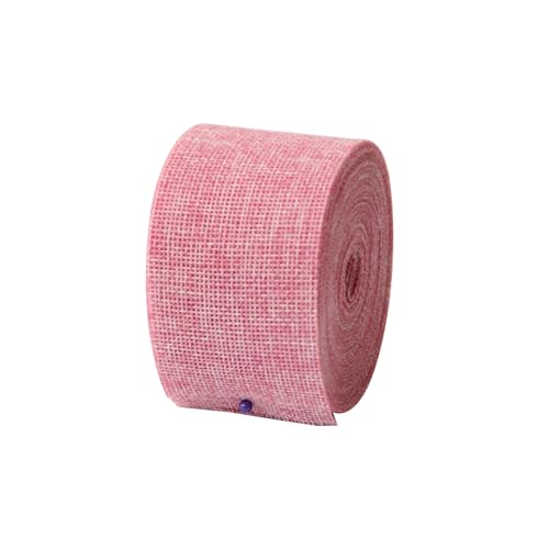 1 Rolle Leinenimitat Band 5 cm x 10 m Jute-Stoffband zum Verpacken von Bastelarbeiten, dekoratives Band für Bastelarbeiten, Geschenkverpackungen, Rosa von Leliafleury