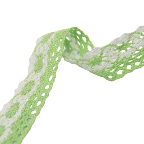 1 Rolle grüne Spitzenbordüre, 2 cm x 9,1 m, Polyester-Spitzenband, Nähen, Spitzenband, dekoratives Band für DIY, Basteln, Nähen, Verpacken von Leliafleury