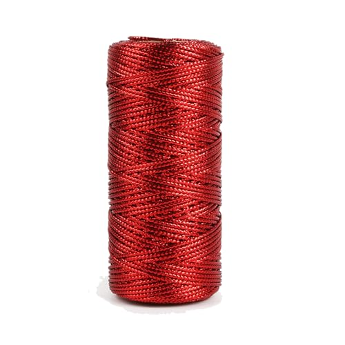 100 Meter rote Schnur, 1,5 mm, metallische Schnur, nicht dehnbar, metallische Schnur, Geschenkanhänger, Kordel für Handwerk, Schmuck, Geschenkverpackungen von Leliafleury