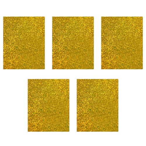 Glitzer-Kunstlederbögen, A5, Glitzer-Lederstoff, glitzernde Pailletten-Stoffbögen für Bastelarbeiten, Taschen, Schleifen, Gold, 5 Stück von Leliafleury