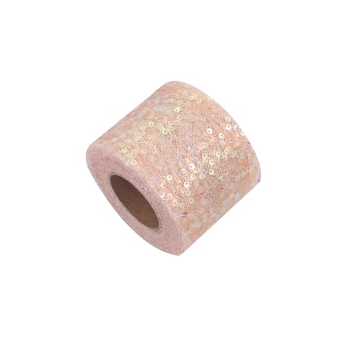 Glitzer-Tüllstoff, 12 cm x 9,1 m, Pailletten-Mesh-Stoff, glitzernde Tüllrolle für Bastelarbeiten, Schleifen, Geschenkverpackungen, Beige von Leliafleury