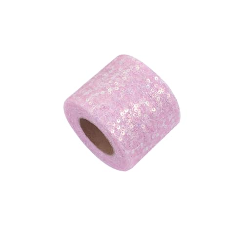 Glitzer-Tüllstoffrolle, Pailletten-Netzstoff, glitzernde Tüllrolle für Bastelarbeiten, Schleifen, Geschenkverpackungen, 12 cm x 9,1 m, Rosa von Leliafleury