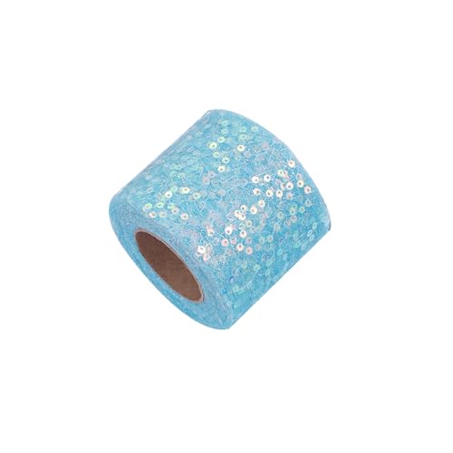 Glitzer-Tüllstoffrolle, Pailletten-Netzstoff, glitzernde Tüllrolle für Bastelarbeiten, Schleifen, Geschenkverpackungen, Blau, 12 cm x 9,1 m von Leliafleury