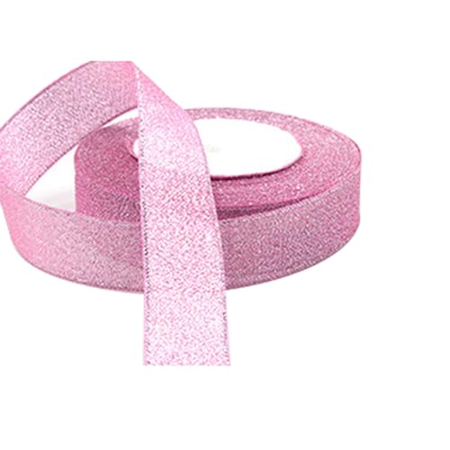 Leliafleury 1 Rolle rosa Glitzerband, 2 cm x 23 m, metallisches Glitzerband, dekoratives Band für Bastelarbeiten, Geschenkverpackungen von Leliafleury