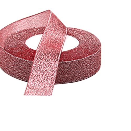 Leliafleury 1 Rolle rotes Glitzerband, 2 cm x 23 m, metallisches Glitzerband, dekoratives Band für Bastelarbeiten, Geschenkverpackungen von Leliafleury