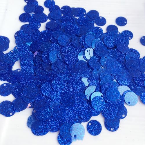 Leliafleury 10 mm große, blaue runde Pailletten, Glitzer-Pailletten, flach, rund, PVC, lose Pailletten mit Loch, für Bastelarbeiten, Nähen, 50 g von Leliafleury